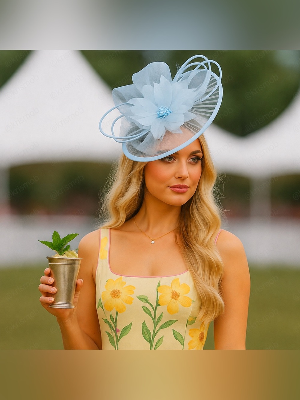 New Light Baby Blue Fascinator Derby Hat Tea Garden Party Hat Race Day Headwear